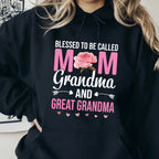 Blessed To Be Called Mom Grandma Great Grandma Soft Crew Neck Tee - Gift for Family