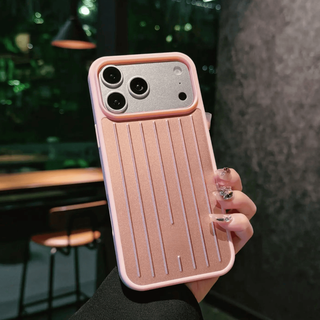 Aluminum Alloy Vertical Lines Phone Case – Premium Shockproof Protective Cover for iPhone 11–17 Series