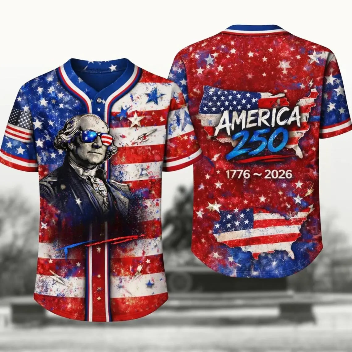 Patriotic Baseball Jersey Shirt, USA 250 Independence Day Shirt, 4th of July Gift for Men Women