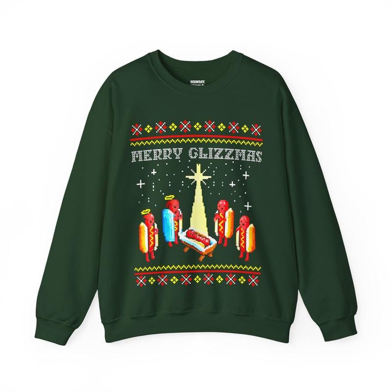 Merry Glizzmas Christmas Sweatershirt - Funny Ugly Christmas Sweater Glizzy Holiday Shirt Gift