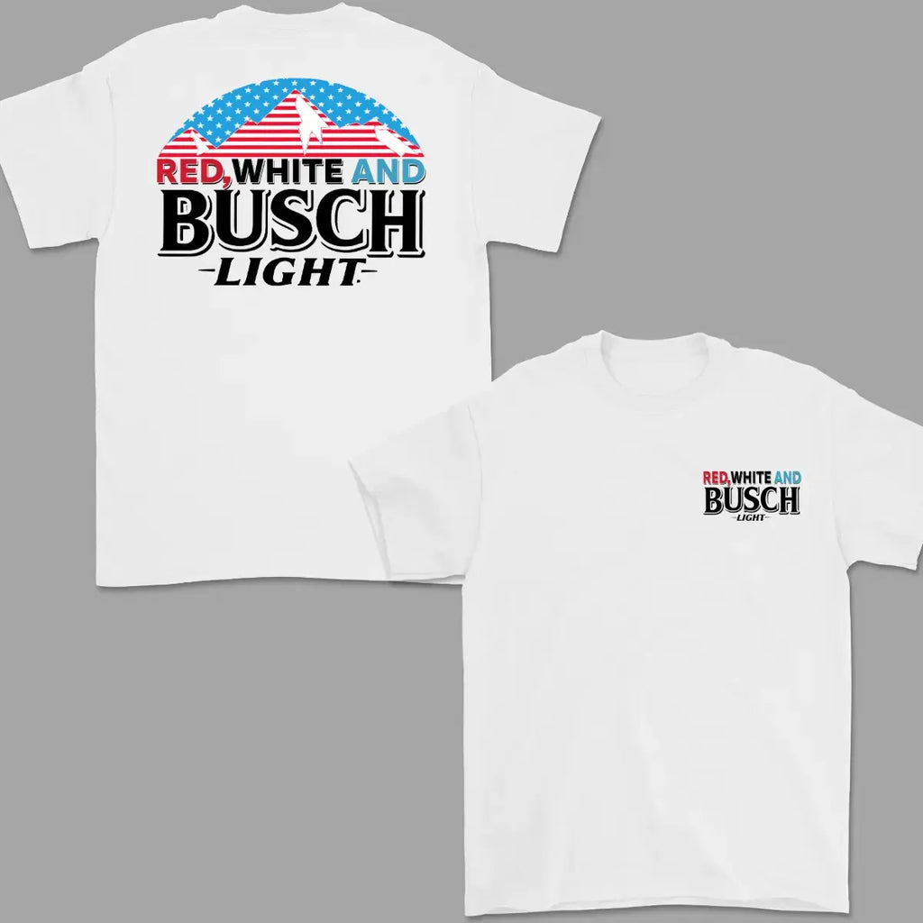 Red, White & Busch Light - Retro 4th of July Drinking Tee