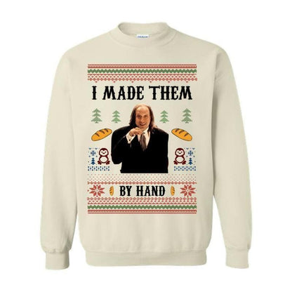 I Made Them By Hand Ugly Sweatshirt Shirt Hoodie, Scary Movie Dinner made by Hand Meme Shirt, Funny Ugly Shirt For Christmas, For Men And