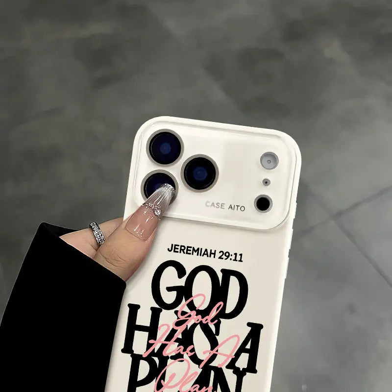God Has A Plan Christian iPhone Case – Shockproof Faith-Based Bible Verse Protective Cover for iPhone 12-17 Series