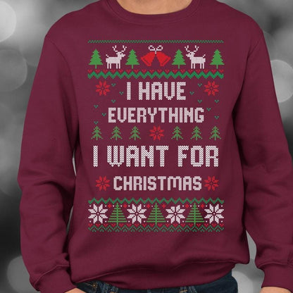 Christmas Party Couple Sweatshirt, I Have Everything I Want For Christmas Sweatshirt , Everything Sweatshirt, Couple Matching Sweatshirt, Christmas Trip