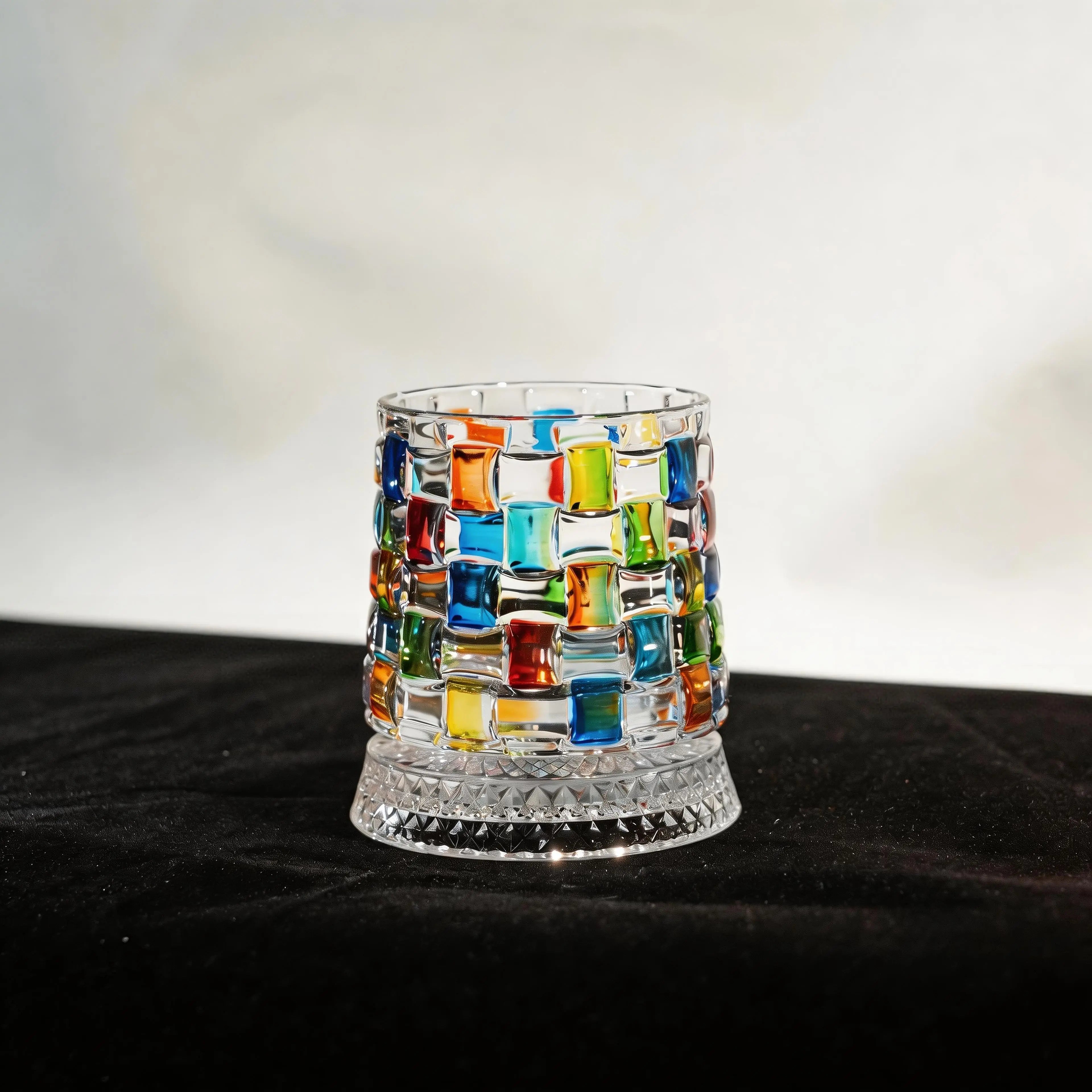 Hand-Painted Embossed Rotating Whiskey Glass – Minimal Luxury Crystal Tumbler with Smooth Spin Design