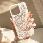 Romantic Lace Transparent Air Cushion Case for iPhone 17–11 Pro Max, Plus & Air – Bride-to-Be Engagement Gift