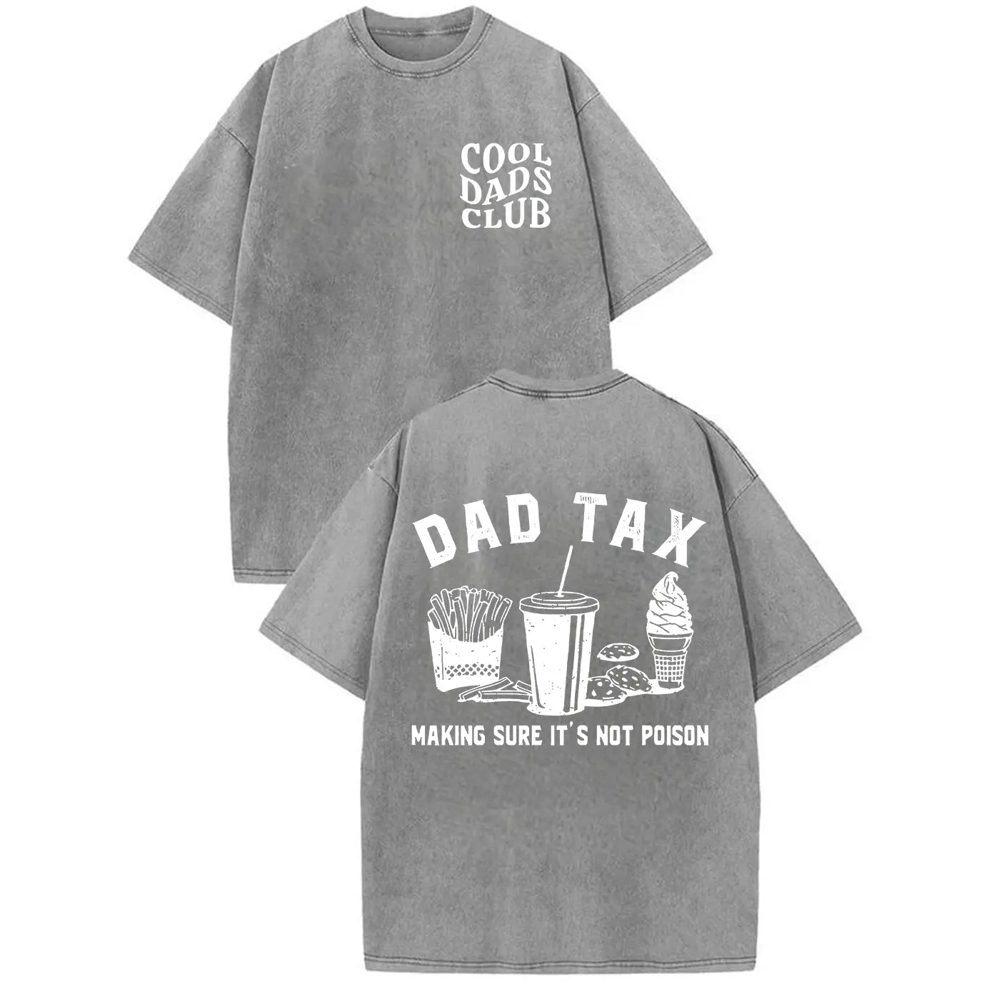 Cool Dads Club Funny Dad Joke Vintage Washed Oversized T-Shirt Men Streetwear Crewneck