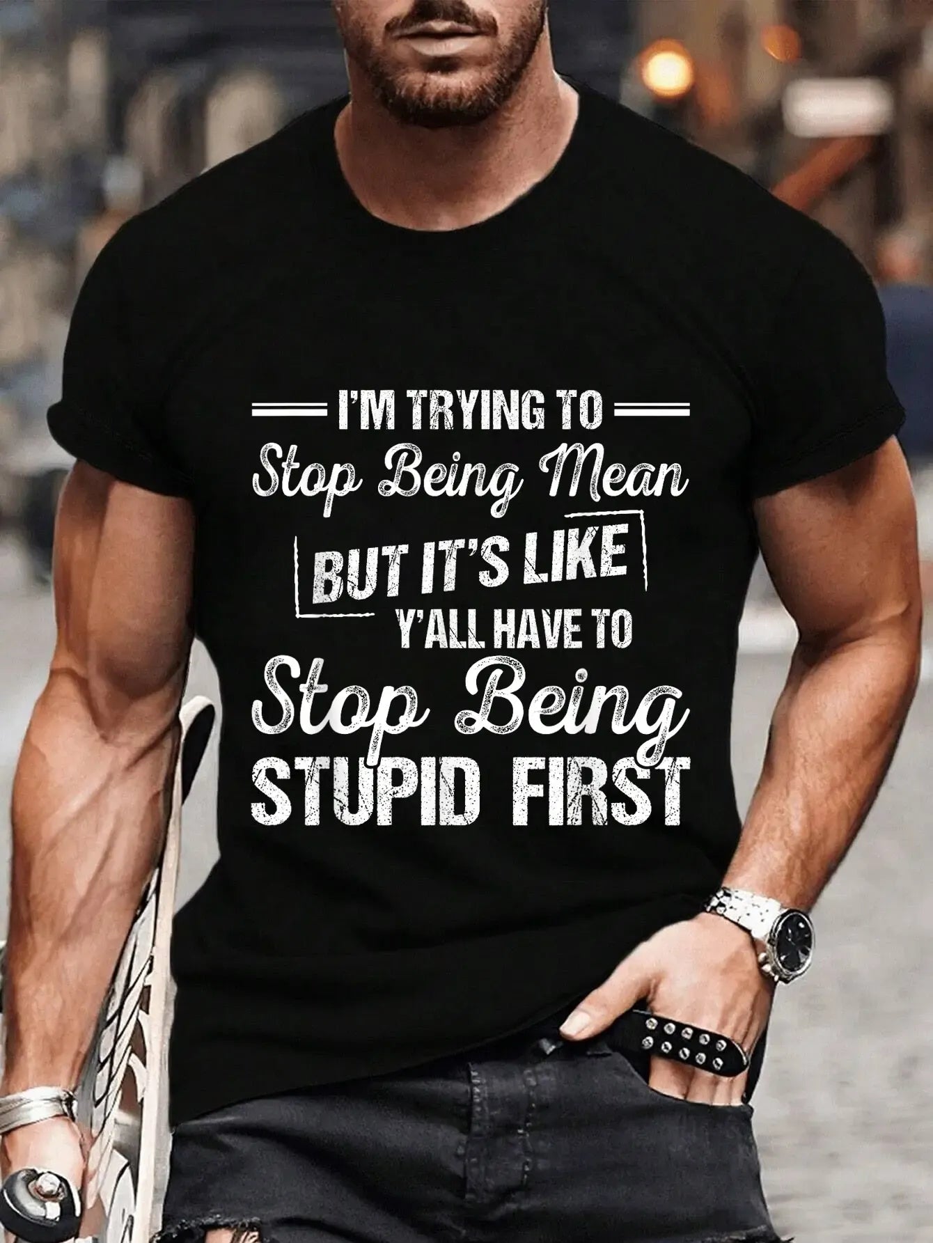 100% Cotton Unisex I'm Trying To Stop Being Mean But It's Like Y'all Have To T-Shirt