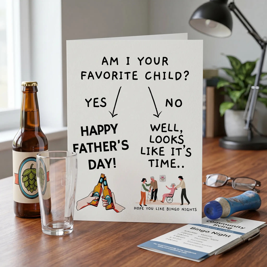 (5 x 7 inch)Funny Father's Day Card, Nursing Home Humor, Sibling Rivalry Card for Dad, Handmade Funny Card for Dad