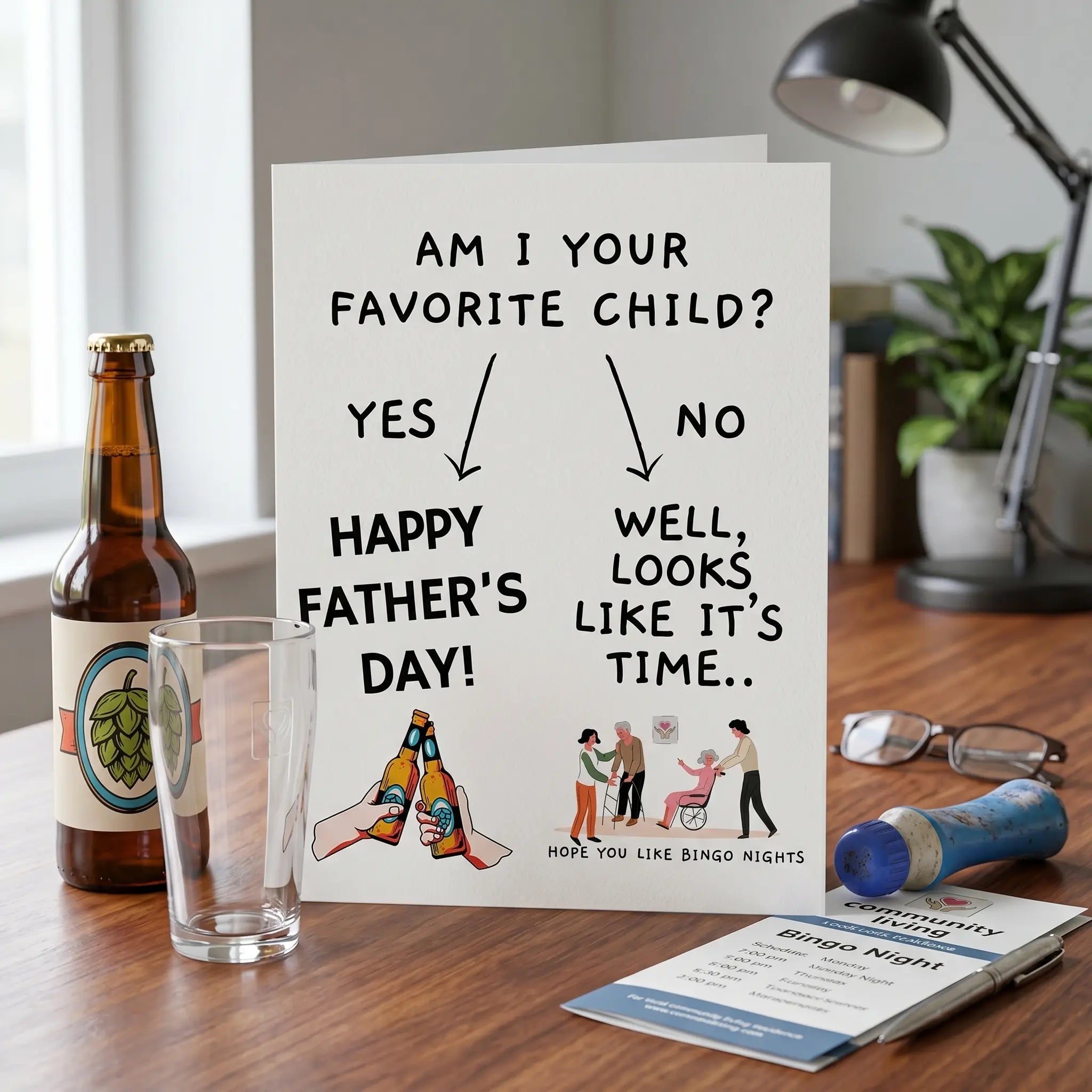 (5 x 7 inch)Funny Father's Day Card, Nursing Home Humor, Sibling Rivalry Card for Dad, Handmade Funny Card for Dad