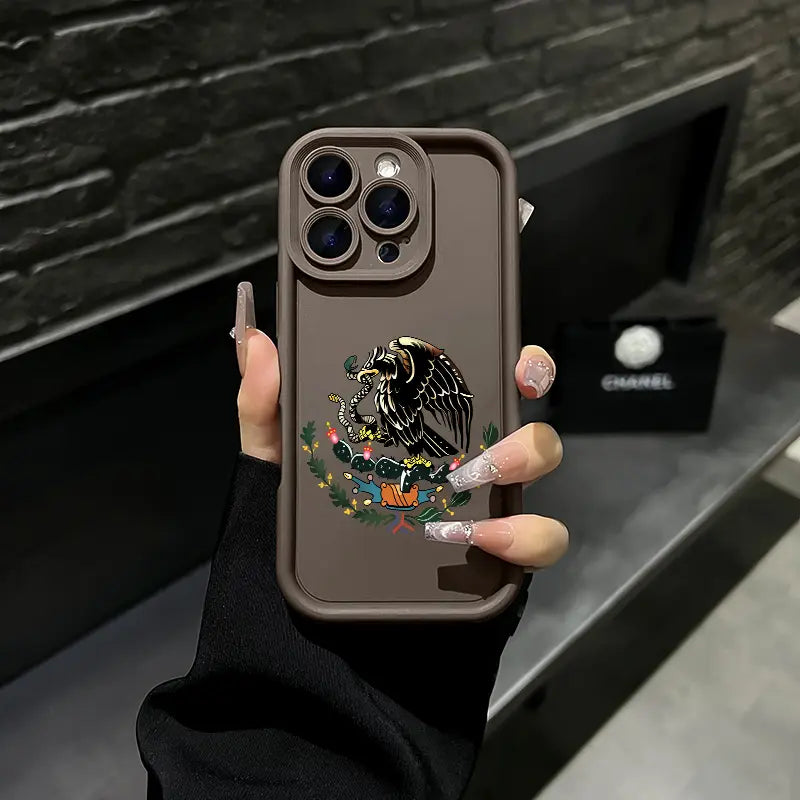 Mexican Eagle Emblem iPhone Case – Shockproof Vintage Cultural Crest Protective Cover for iPhone 11-17 Series