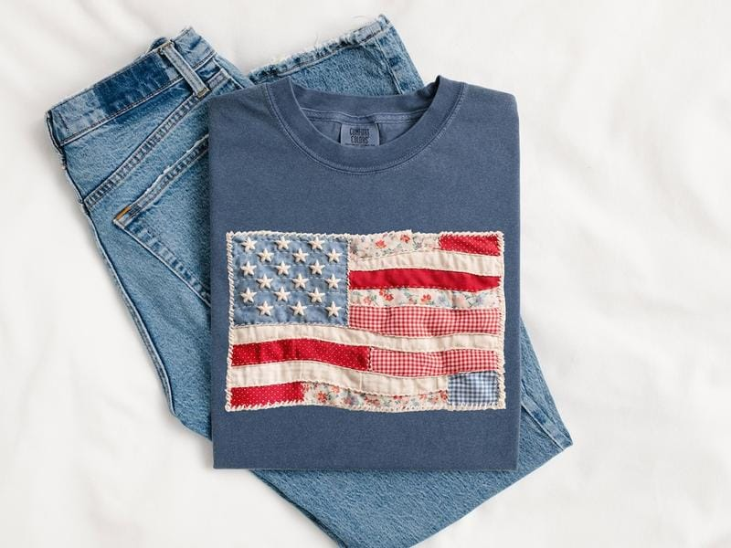 Comfort Colors Retro American Flag Shirt,  USA Tee, 4th of July Shirt, Patriotic Graphic Shirt, Fourth of July Shirt (Printed)