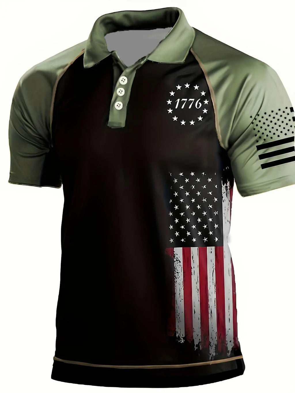 Men's American Flag Print Polo Shirt, Breathable Short Sleeve Casual & Semi-Formal Wear, Summer Top for Independence Day