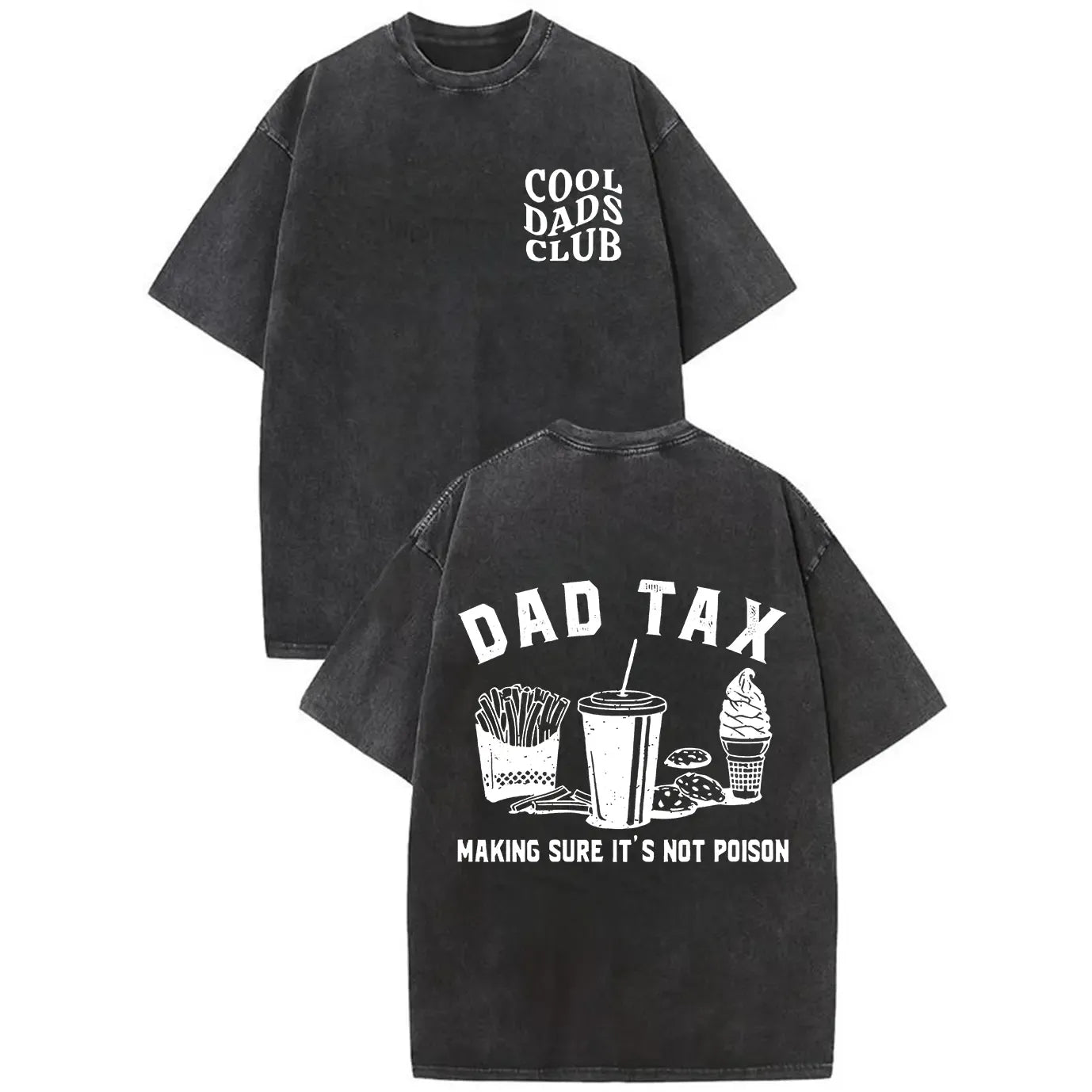 Cool Dads Club Funny Dad Joke Vintage Washed Oversized T-Shirt Men Streetwear Crewneck