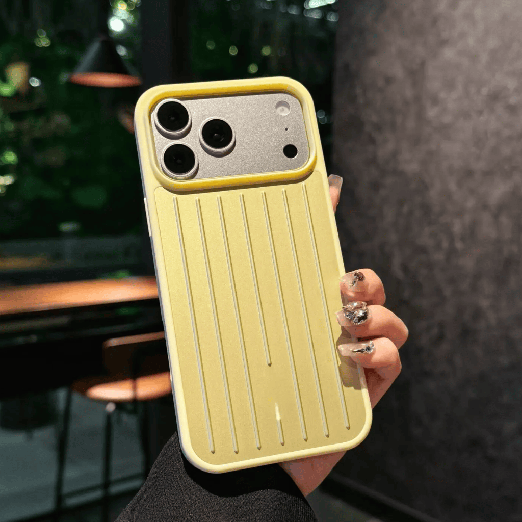 Aluminum Alloy Vertical Lines Phone Case – Premium Shockproof Protective Cover for iPhone 11–17 Series