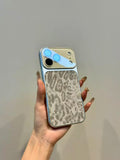 Luxury Leopard Faux Suede Case for iPhone 14-17 | Large Viewfinder & Lens Protection
