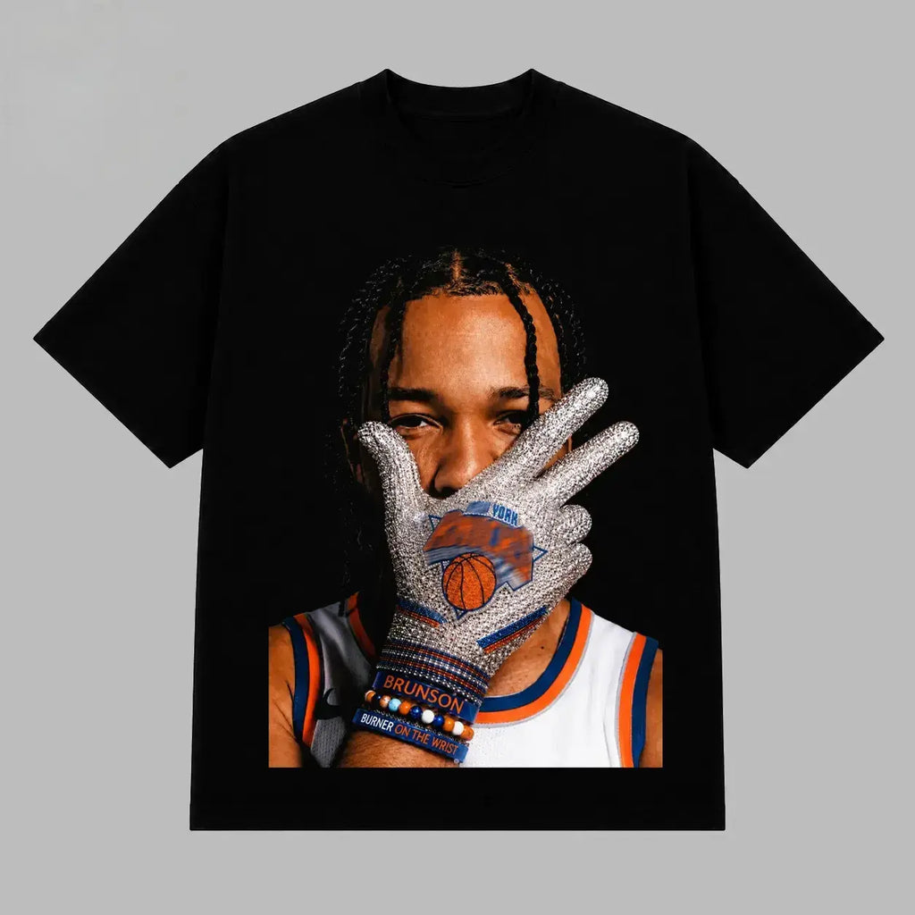 Jalen Brunson "Brunson Burner" Vintage Graphic T-Shirt - Retro Knicks Streetwear Tee for Basketball Fans