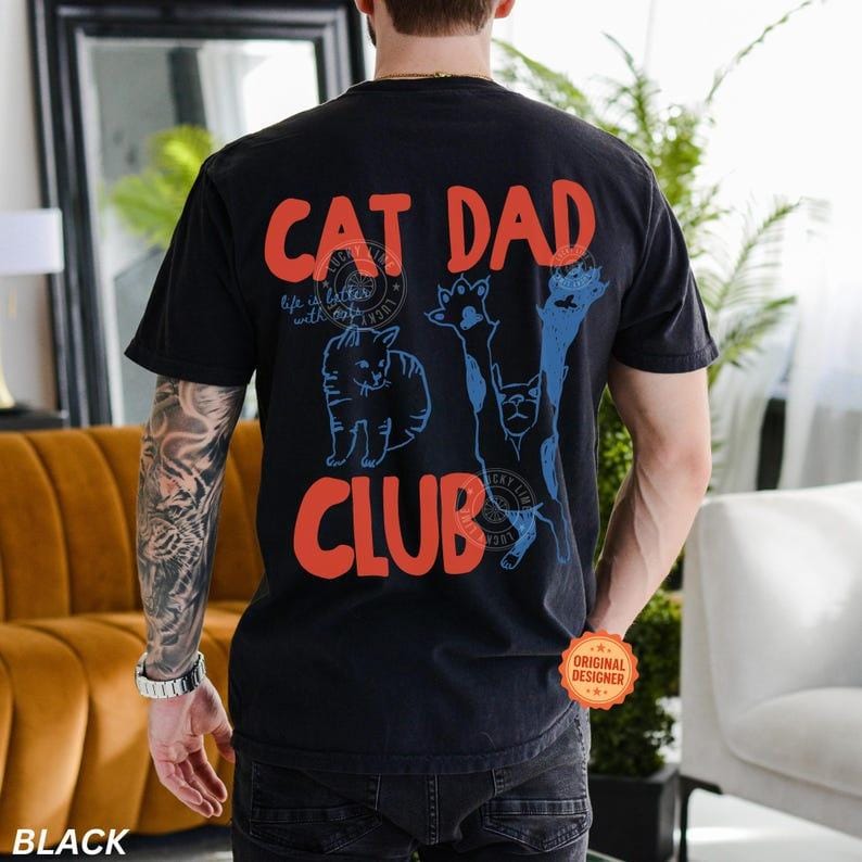 Cat Dad Shirt, Cat Dad Tee, Comfort Colors Cat Dad Club TShirt, Back Design Tee Funny Cat Shirt, Cat Lover, New Cat Dad Shirt, Pet Parent