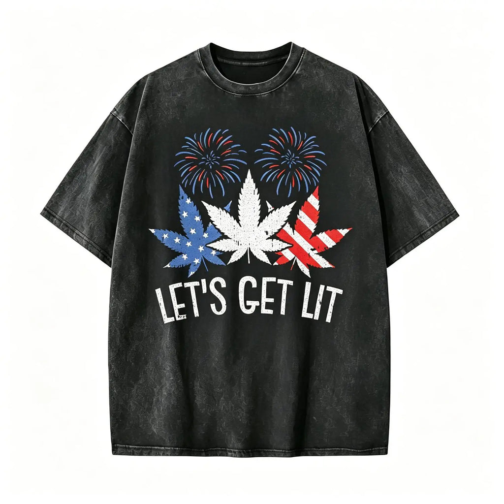 Let's Get Lit Tee – Funny USA Weed Leaf Shirt That Steals the Show This 4th of July
