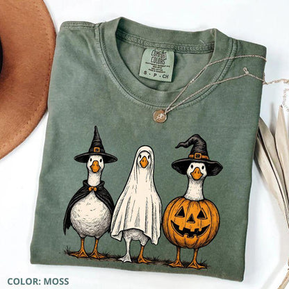 Comfort Colors Boo Ghost Goose T-Shirt, Halloween Goose Tee, Autumn Skeleton, Pumpkin Goose Shirt
