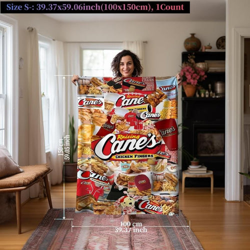 Collage-Decke mit Raising Cane's Design, perfekt für Sofa, Bett, Reisen und Flugreisen, bequeme Kuscheldecke, unverzichtbares Heimtextilien