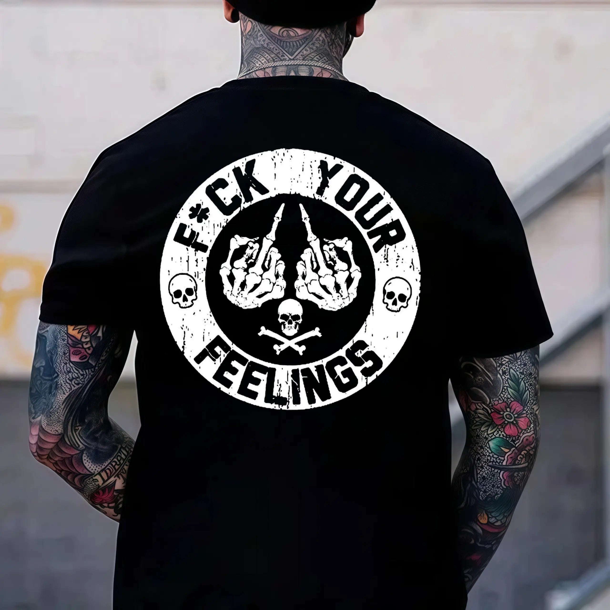 F*ck Your Feelings Skull Tee - Bold Statement Graphic T-shirt | Limited Edition Streetwear Casual Angel graphic tee shirts men