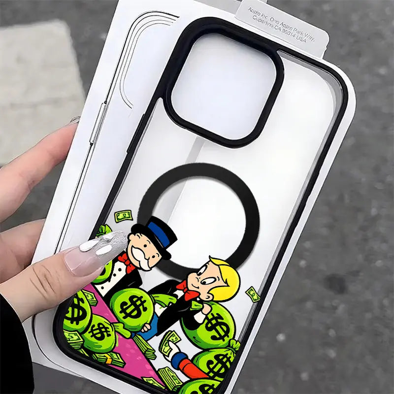 Money Bags Cartoon Phone Case，Rich Lifestyle Style for iPhone 17 16 15 14 13 12 11 Plus Pro Max.SAMSUNG S26 S25 S24 S23 S22