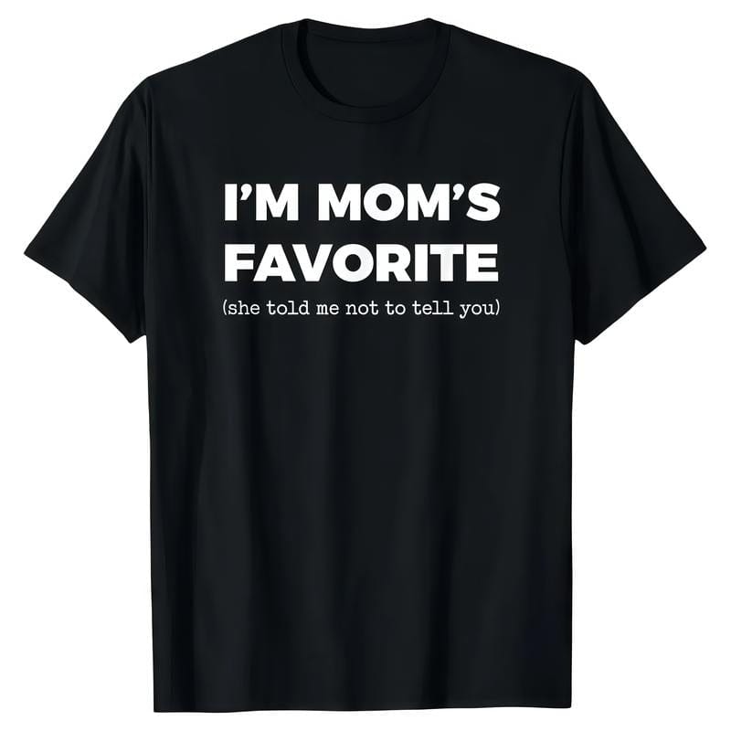 Lustiges Baumwoll-T-Shirt „Mamas Lieblingssohn/Tochter – Ich bin Mamas Lieblingssohn/Tochter“ – Golfgeschenk für Damen und Herren, Sommerkleidung 