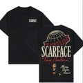 Scarface Two Sides Graphic Tee - The World is Yours Design with Tony Montana Iconic Image Perfect for Movie Fans and Streetwear Enthusiasts Menswear Casual Crewneck Tshirt 100% Pure Cotton Y2K Streetwear Tee good  graphic  tees gifts for him 052