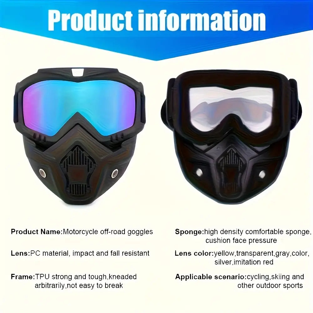 Anti-fog HD Lens Full Face Goggle Detachable Adjustable Ski Mask Comfort Sponge Pad Plastic Material