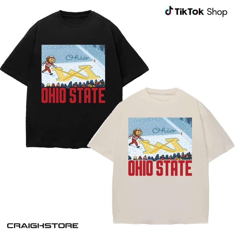 Ohio vs. Michigan Rivalitäts-Shirt, Ohio-Schriftzug auf großem M-T-Shirt, Buckeye-Fan-T-Shirt „Erase The M“, Geschenk für OSU-Fans 2025 