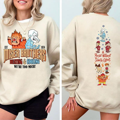 Vintage A Year Without Santa Claus Sweatshirt, Miser Brothers Shirt, Retro Christmas Hoodie, Snow Miser Heat Miser Sweatshirt, Heating and Cooling Miser Shirt