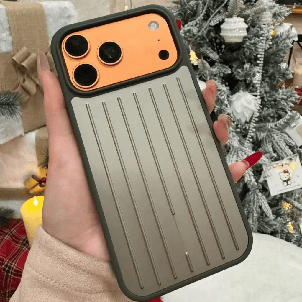 Aluminum Alloy Vertical Lines Phone Case – Premium Shockproof Protective Cover for iPhone 11–17 Series