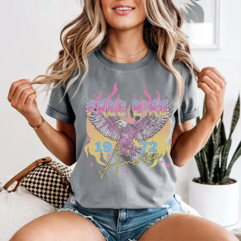 Free Bird Retro USA Graphic Tee | Vintage Patriotic Music Shirt