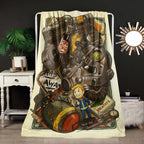 Fallout themed printed flannel blanket with retro game design