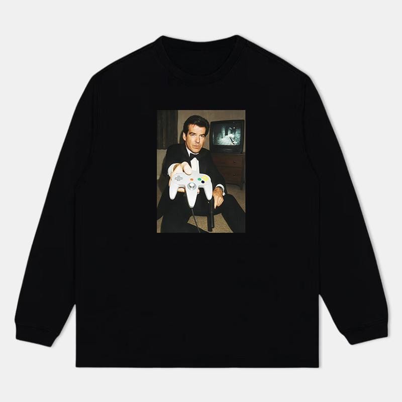 RETRO GAME Unisex Oversized T-Shirt &amp; Sweatshirt mit Rundhalsausschnitt und Printdesign, hochwertiger Druck, atmungsaktives Langarmshirt für lässigen Tragekomfort, Streetwear-Mode für Damen und Herren, Top für den Alltag 091602 