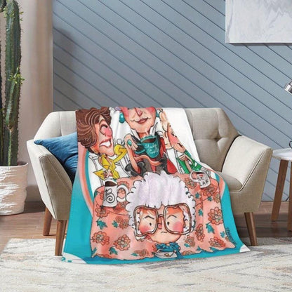Golden Years Cartoon GG Blanket Warm Napping Blanket for Living Room Office Travel Versatile Gift Blanket Cartoon Print for All Seasons Halloween Decor Christmas Gifts Birthday Decorations Flannel Material Special Design