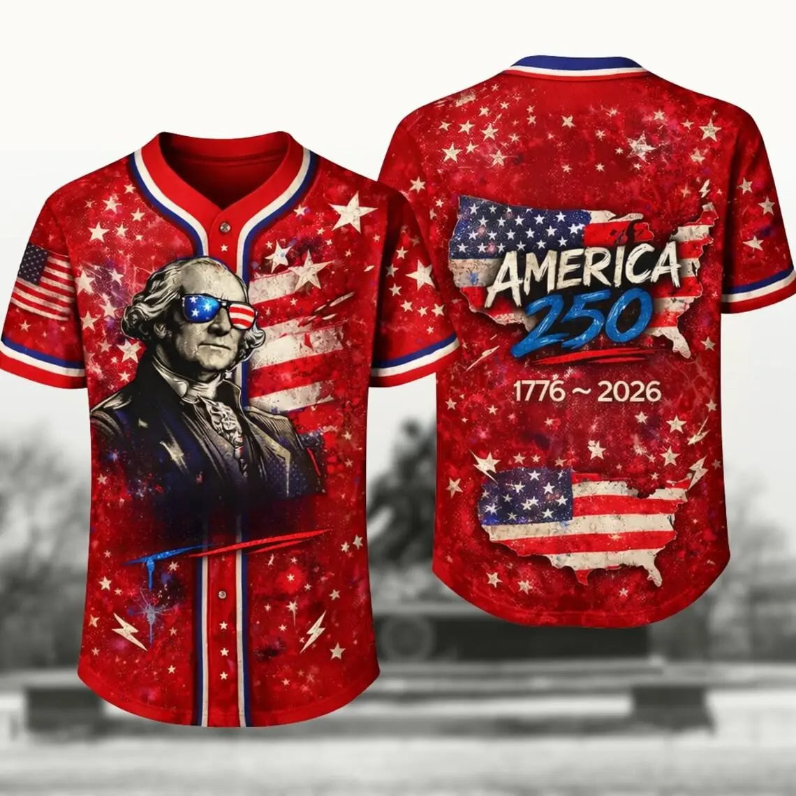 Patriotic Baseball Jersey Shirt, USA 250 Independence Day Shirt, 4th of July Gift for Men Women