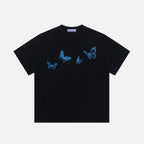 Aelfric Eden Blurring Butterfly Print Tee Oversized Fit Blurring Butterfly Graphic Psychedelic Print Y2K Unisex Streetwear Top