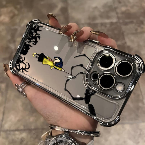 Anime Popular C-Coraline New Design Pattern Mobile Phone Case for iPhone 17 Air 17 16 15 14 13 12 11 Pro Max Plus Luxury Transparent Soft TPU+PC Back Cover Shockproof Protective Casing Anti-Drop Full Score Impact Dispersal