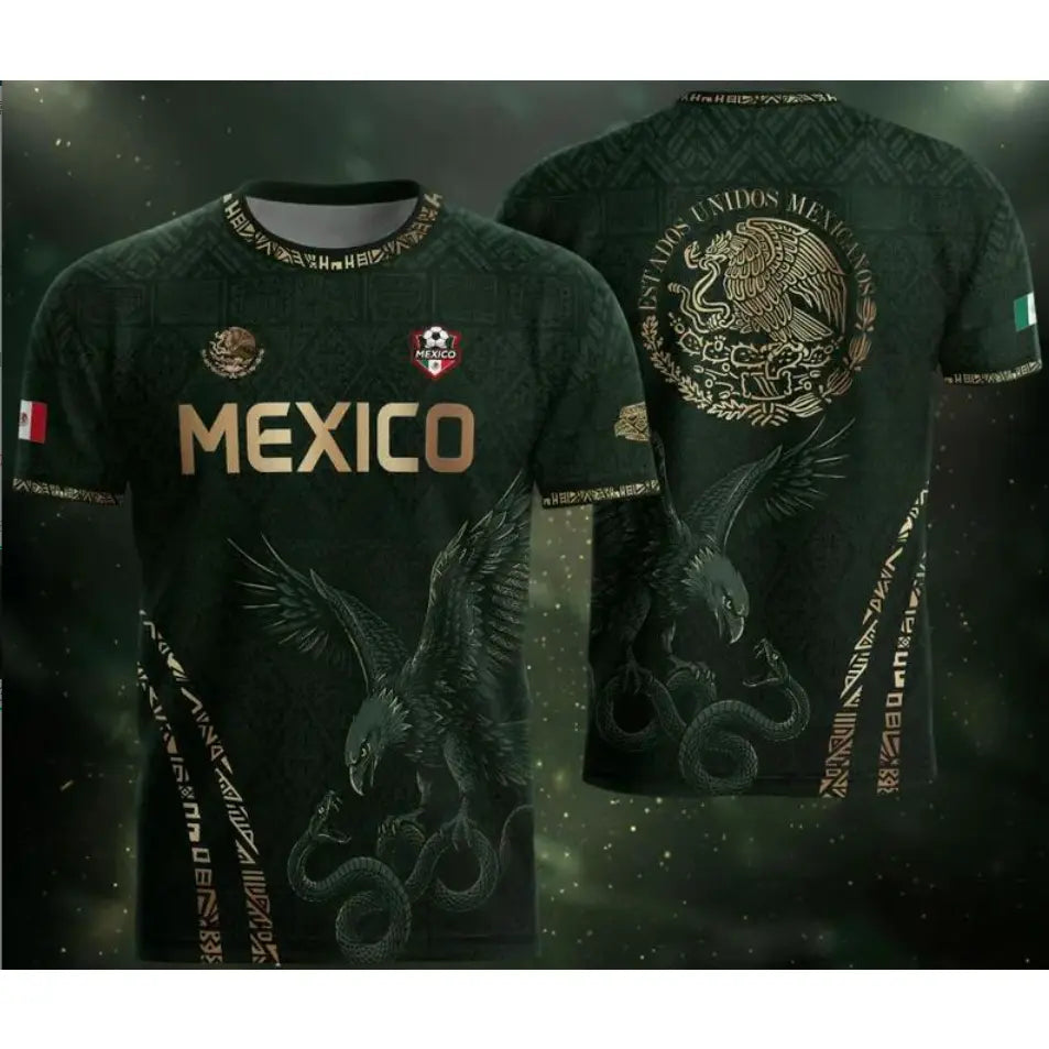 Full Half USA Half Mexico Flag Split Print Soccer Jersey, Binational Eagle Football Shirt, Game Day Outfit, Ideal Gift for Soccer Fans#MexicoUSASoccerJersey#BinationalFootballTop#SplitFlagSoccerShirt#GameDayOutfit#SoccerJersey