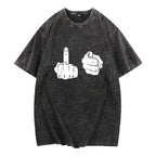Funny Middle Finger Graphic T-Shirt - Novelty Pointing Gesture Tee Made in USA