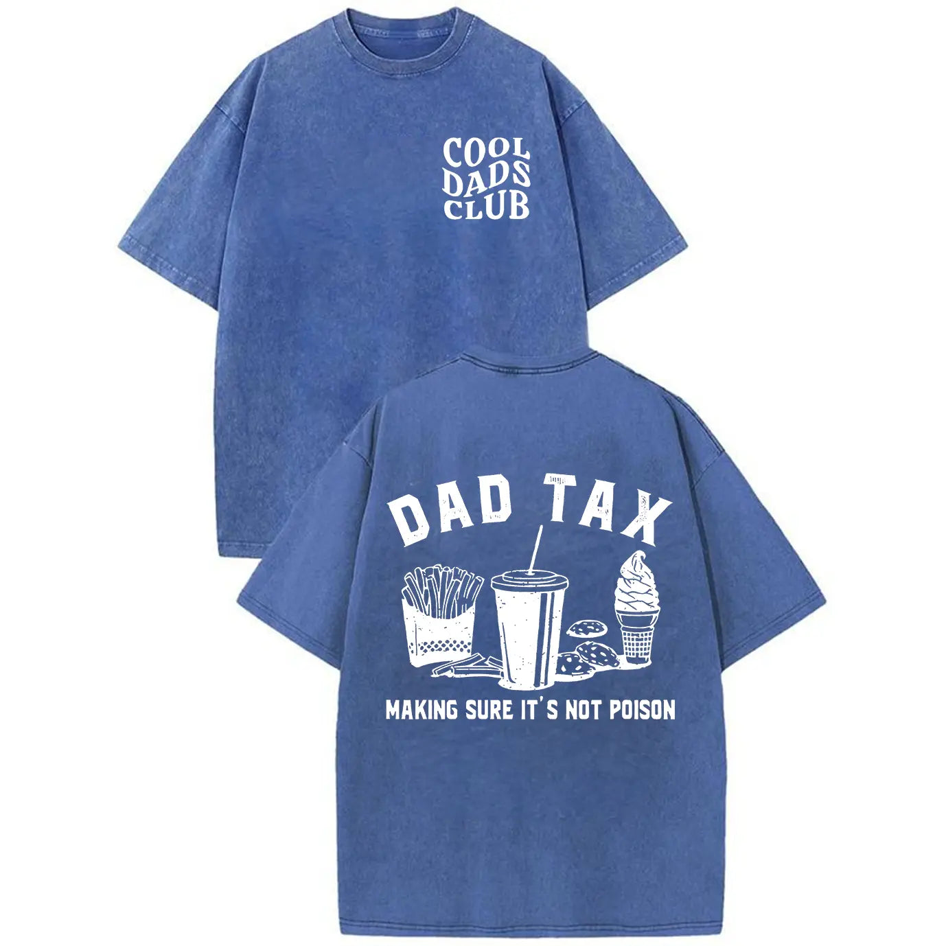 Cool Dads Club Funny Dad Joke Vintage Washed Oversized T-Shirt Men Streetwear Crewneck