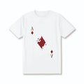 Men's Cotton Crew Neck T-Shirt with Bold Spade Ace Graphic Print - Regular Fit, Stretch Knit Fabric, White Casual Short Sleeve Top for All Seasons, Plus Size Available, Summer Clothing |   Casual Style |   Machine Washable