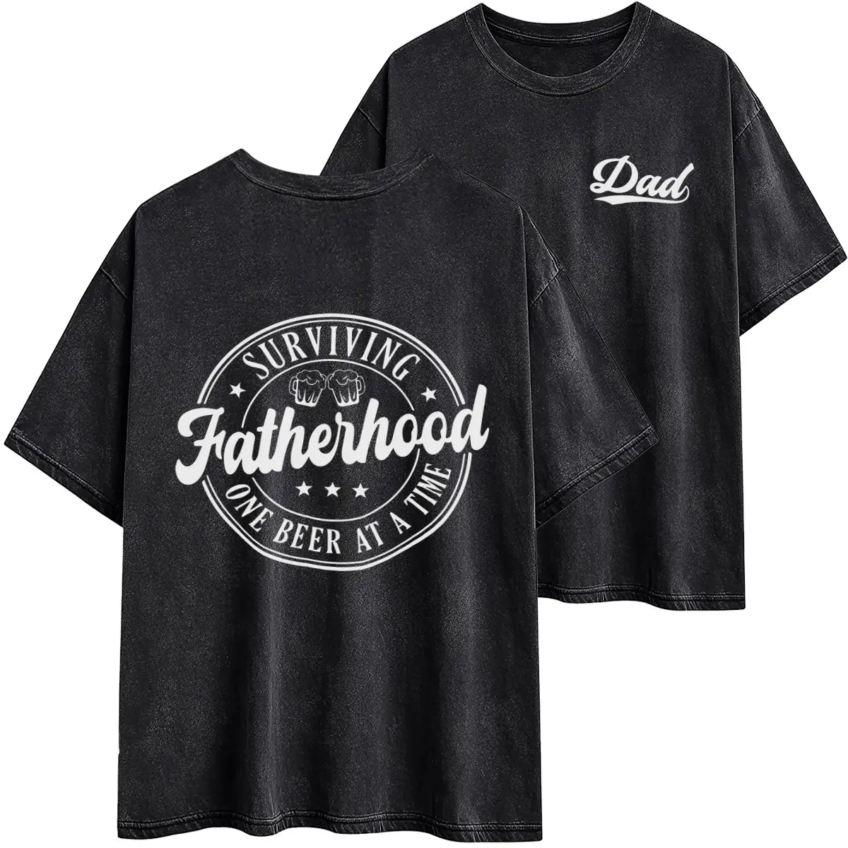 Dad Shirt, Surviving Fatherhood One Beer At A Time Front And Back Shirt, Funny Beer Loving Dad Gift