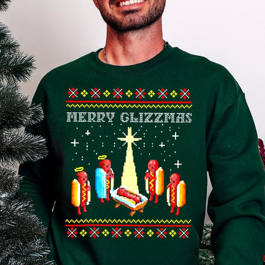 Merry Glizzmas Christmas Sweatershirt - Funny Ugly Christmas Sweater Glizzy Holiday Shirt Gift