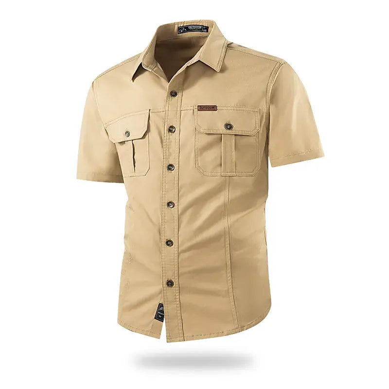 Single pack: summer outdoor casual short-sleeve work shirt with multiple pockets, lightweight design，fathersdaygift