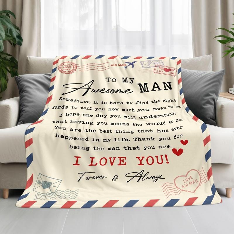 Valentines Day Gifts for Him Her - I Love You More Super Soft Fleece Throw Blanket