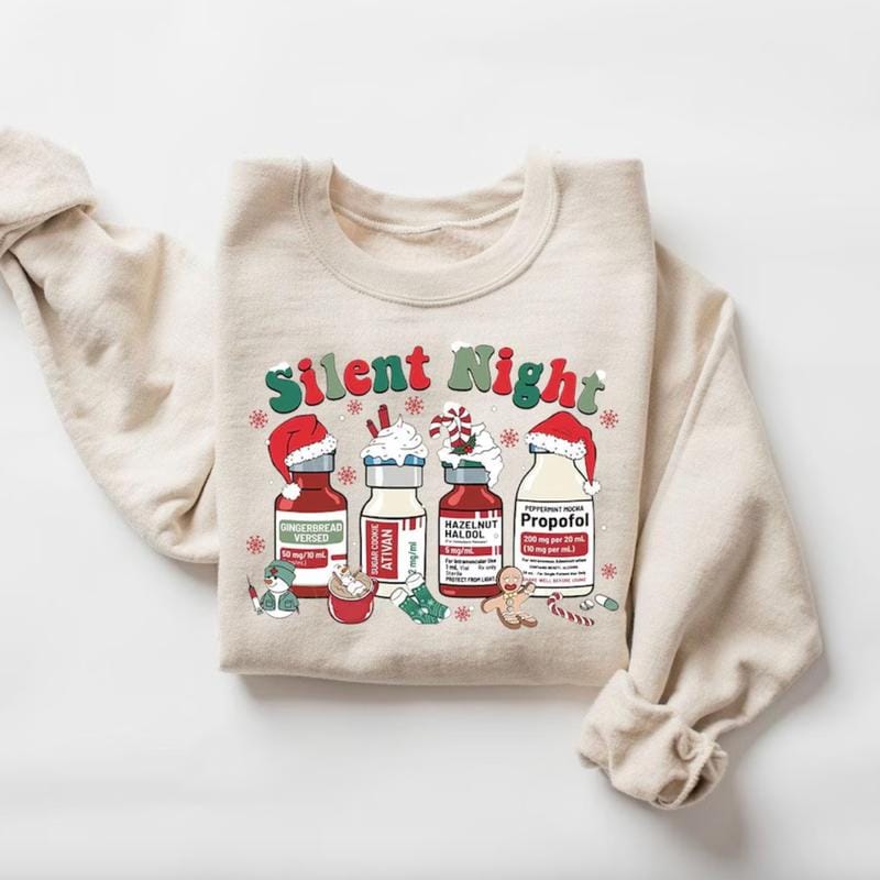 Silent Night Christmas Sweatshirt, Christmas Nurse Shirt, Medical Christmas Shirt, ICU Nurse Christmas Tee, Nurse Holiday Hoodie, Nursing Gift For Her