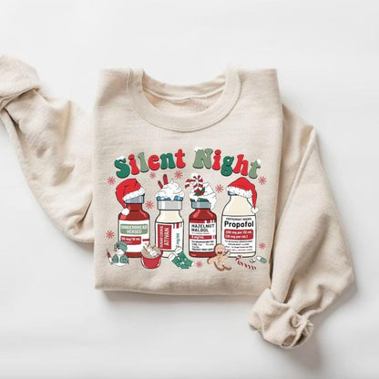 Silent Night Christmas Sweatshirt, Christmas Nurse Shirt, Medical Christmas Shirt, ICU Nurse Christmas Tee, Nurse Holiday Hoodie, Nursing Gift For Her